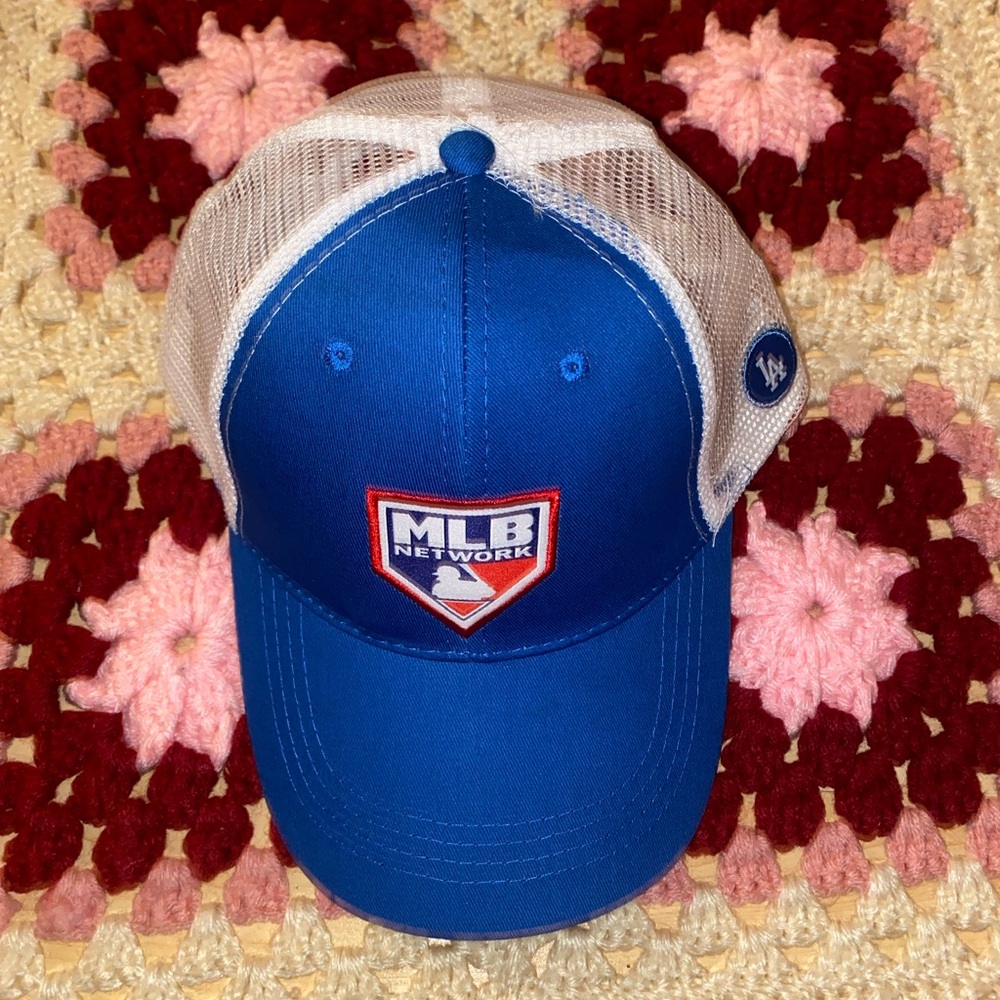 MLB Blue and White Snapback Hat with Mesh Back